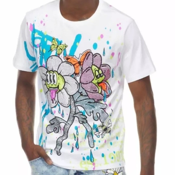 Smoke Rise Daisy Graffiti Men's embellished tshirt size small - Picture 1 of 6